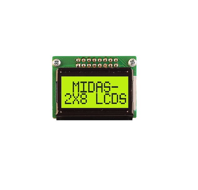 Midas MC20805B6W-SPTLY3.3-V2 MC20805B6W-SPTLY3.3-V2 LCD LED LCD Monochrome Display, Green, Yellow on Yellow, Black,