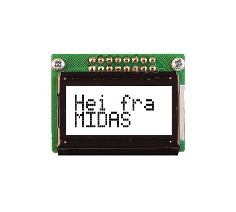 Midas MC20805B6WM-FPTLW-V2 MC20805B6WM Alphanumeric LED LCD Monochrome Display, White on White, 2 x 8