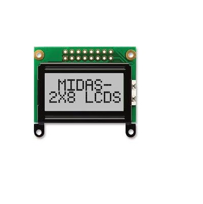 Midas MC20805BH6W-FPR3-V2 MC STN LCD LED LCD Module, White on Green, Yellow