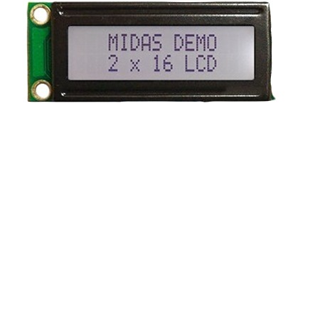 Midas MC21603A6W-FPTLW-V2 MC21603A6W-FPTLW-V2 Alphanumeric LED LCD Monochrome Display, Black on White, 2 x 16