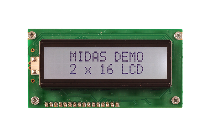 Midas MC21605A6W-FPTLW3.3-V2 MC STN LCD LED LCD Module, White on Green, Yellow