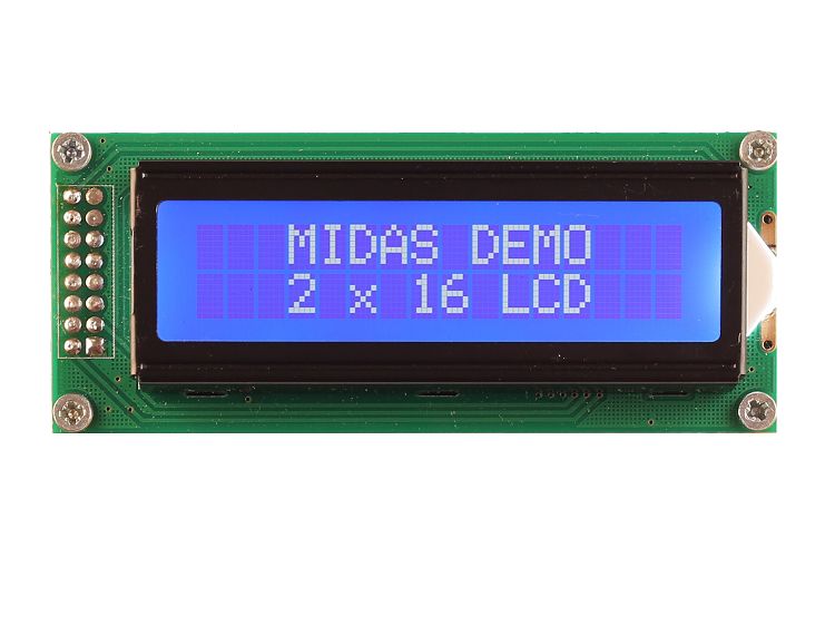 Midas MC21605B6W-BNMLW3.3-V2 MC21605B6W-BNMLW3.3-V2 LCD LED LCD Monochrome Display, White on White, Blue, 2 x 16