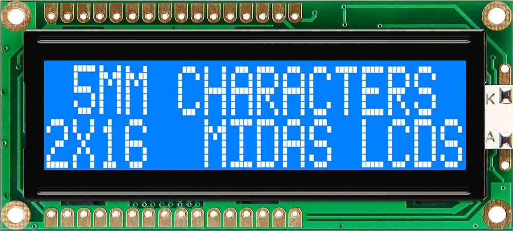 Midas MC21605G6WR-BNMLW-V2 MC STN LCD LED LCD Module, White on Green, Yellow