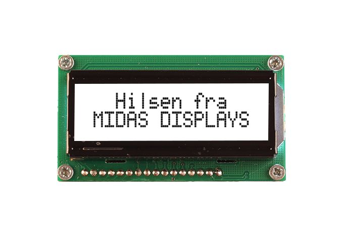 Midas MC21605H6WM-FPTLW-V2 MC21605H6WM-FPTLW-V2 Alphanumeric LED LCD Monochrome Display, White on White, 2 x 16