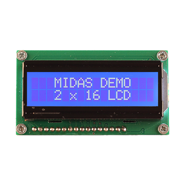 Midas MC21605H6WR-BNMLW-V2 MC STN LCD LED LCD Module, White on Green, Yellow
