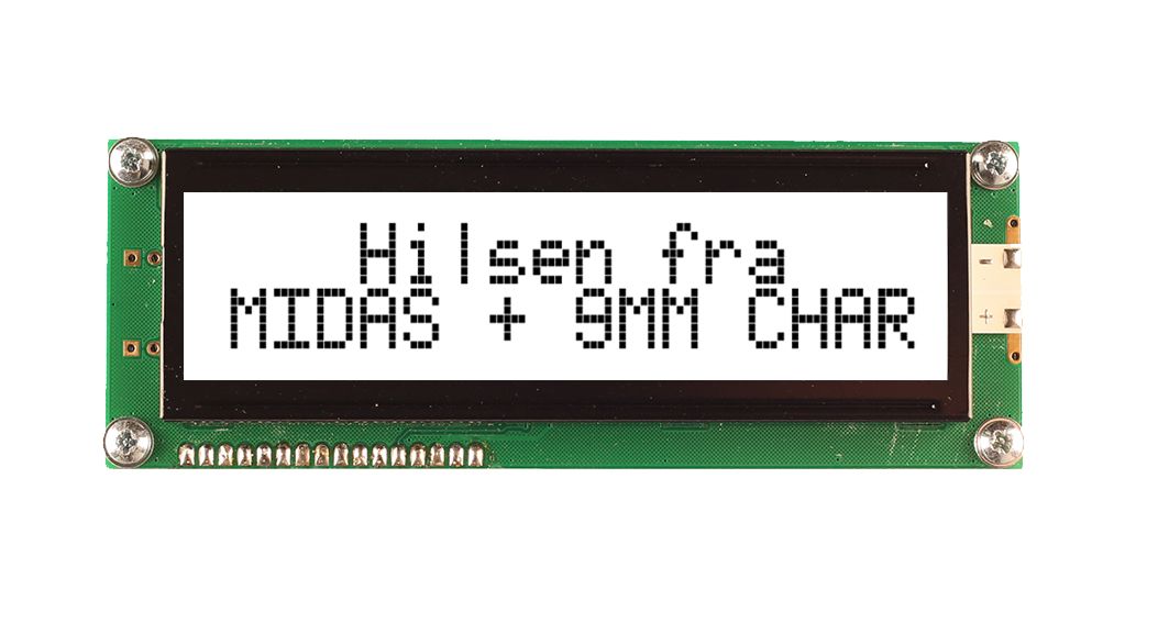 Midas MC21609AB6WM-FPTLW-V2 Alphanumeric LED LCD Monochrome Display, White on White, 2 x 16