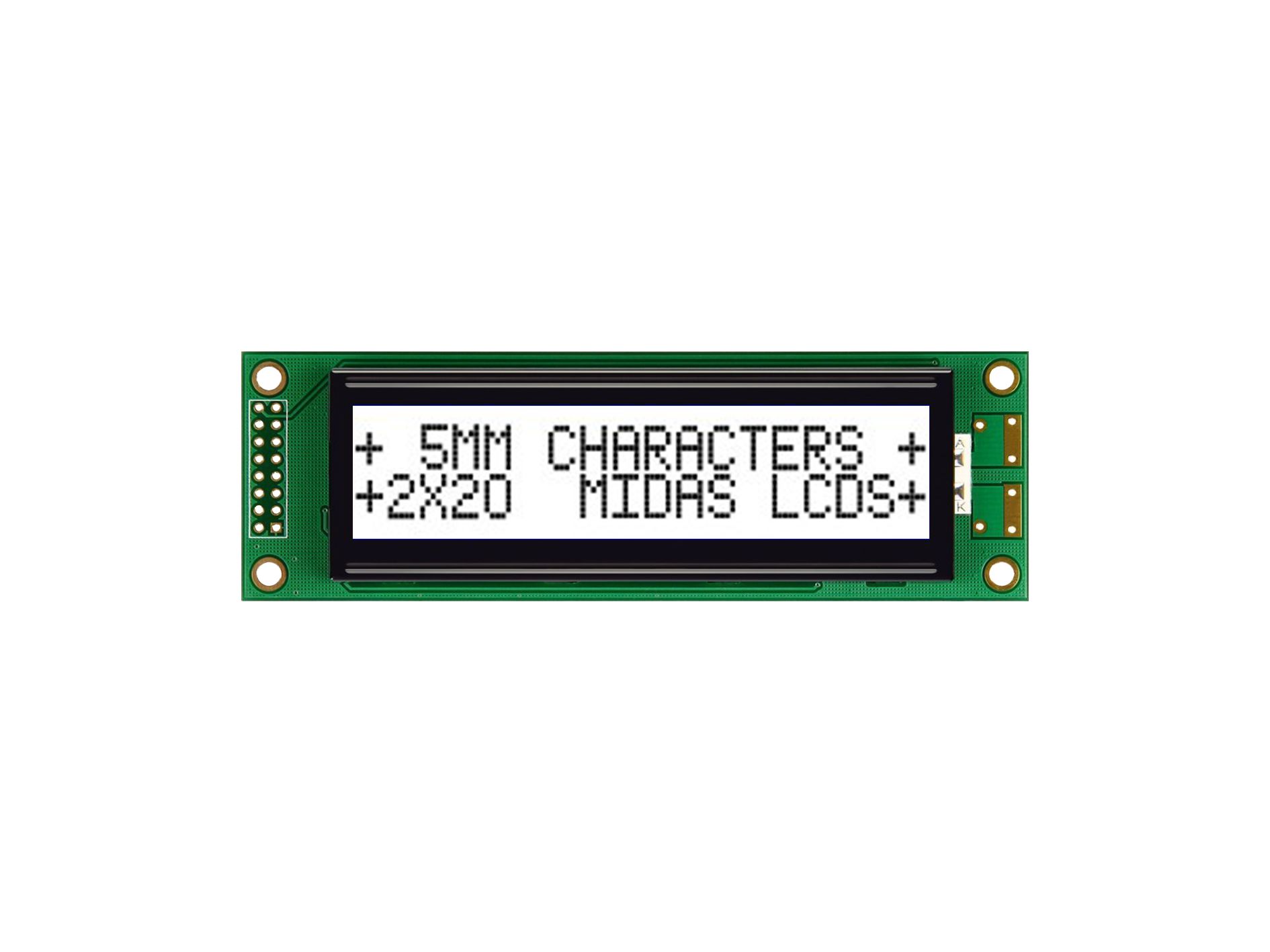 Midas MC22005A6W-FPTLWS-V2 Alphanumeric LED LCD Alphanumeric Display, 2 x 20