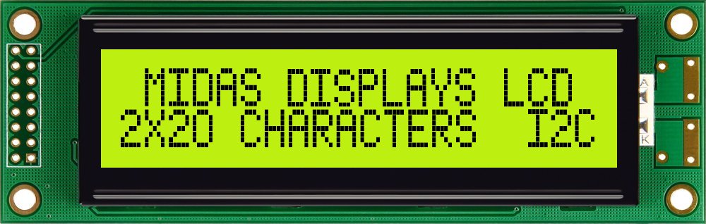 Midas MC22005A6W-SPTLYI-V2 MC22005A6W-SPTLYI-V2 Alphanumeric LED LCD Alphanumeric Display, Yellow, Green on Black,