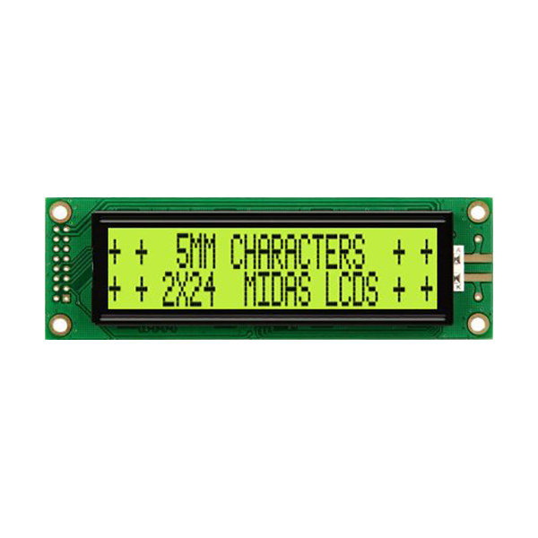 Midas MC22405A6W-SPTLY-V2 MC STN LCD LED LCD Module, Black on Green, Yellow