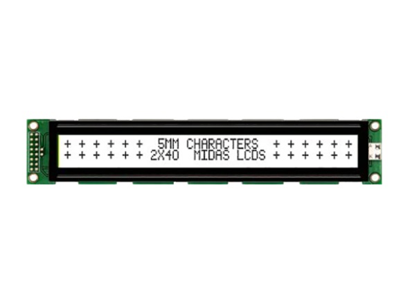 Midas MC24005A6W-FPTLW-V2 MC24005A6W LCD LED LCD Monochrome Display, Black on White, 2 x 40
