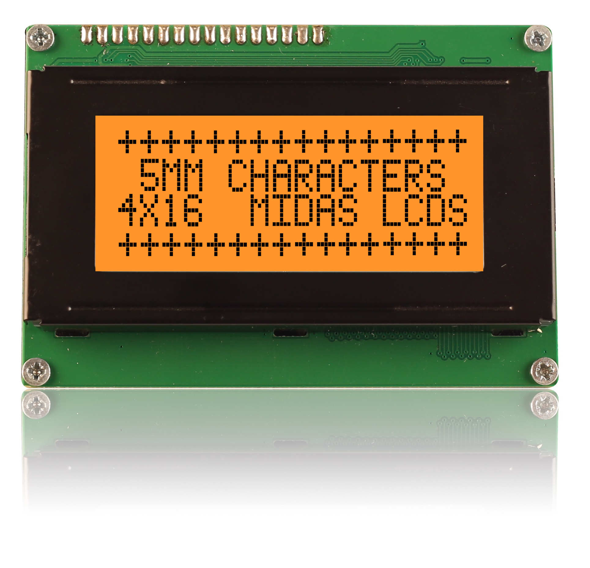 Midas MC41605A6W-FPTLA-V2 MC STN LCD LED LCD Module, Amber on Green, Yellow