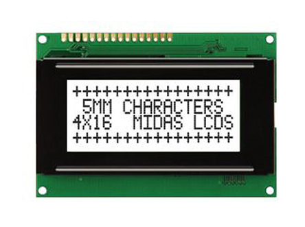 Midas MC41605A6W-FPTLW-V2 A Alphanumeric LED LCD Monochrome Display, White on White, 4 x 16