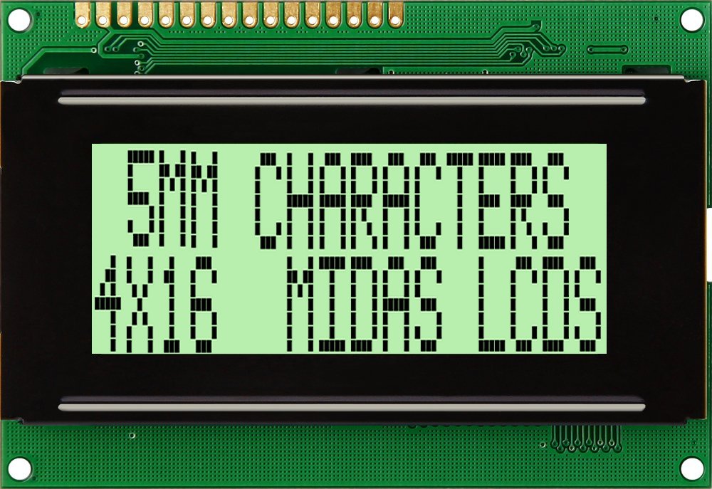 Midas MC41605A6W-GPTLY-V2 MC STN LCD LED LCD Module, Black on Green, Yellow