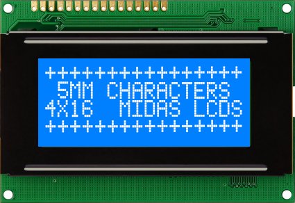 Midas MC41605A6WR-BNMLW-V2 MC STN LCD LED LCD Module, White on Green, Yellow