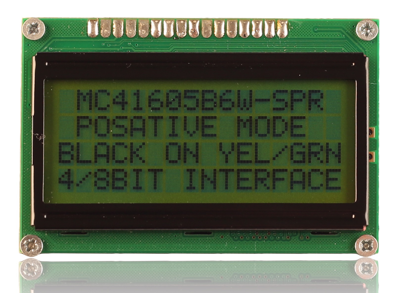Midas MC41605B6W-SPR-V2 MC STN LCD LED LCD Module, Black on Green, Yellow