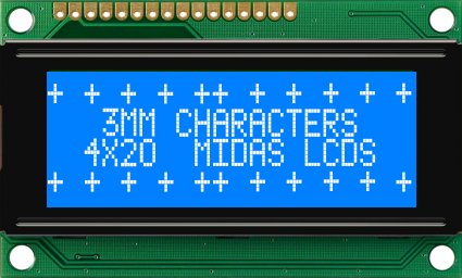 Midas MC42004A6WR-BNMLW-V2 MC STN LCD LED LCD Module, White on Green, Yellow