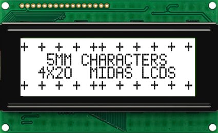 Midas MC42005A6W-FPTLW3-V2 MC STN LCD LED LCD Module, White on Green, Yellow