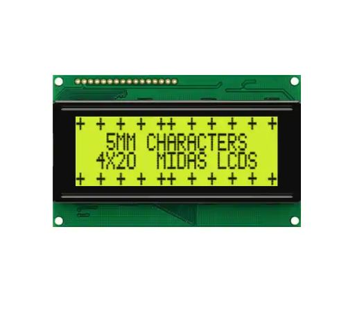 Midas MC42005A6W-SPTLY-V2 MC42005A6W-SPTLY-V2 Alphanumeric LED LCD Monochrome Display, Yellow, Green on Green, Yellow, 4