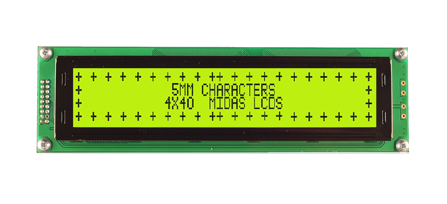 Midas MC44005A6W-SPTLYS-V2 MC STN LCD LED LCD Module, Black on Green, Yellow