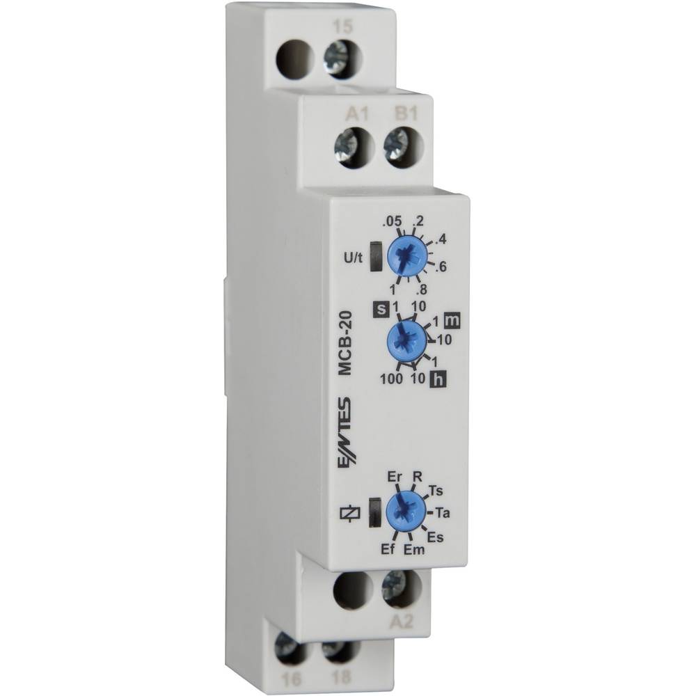 ENTES MCB Series DIN Rail Timer Relay, 1-Contact, 240 V dc 12V ac, 240 V ac, 0.1 s to 100 h, 4-Function, 1 CO Switch