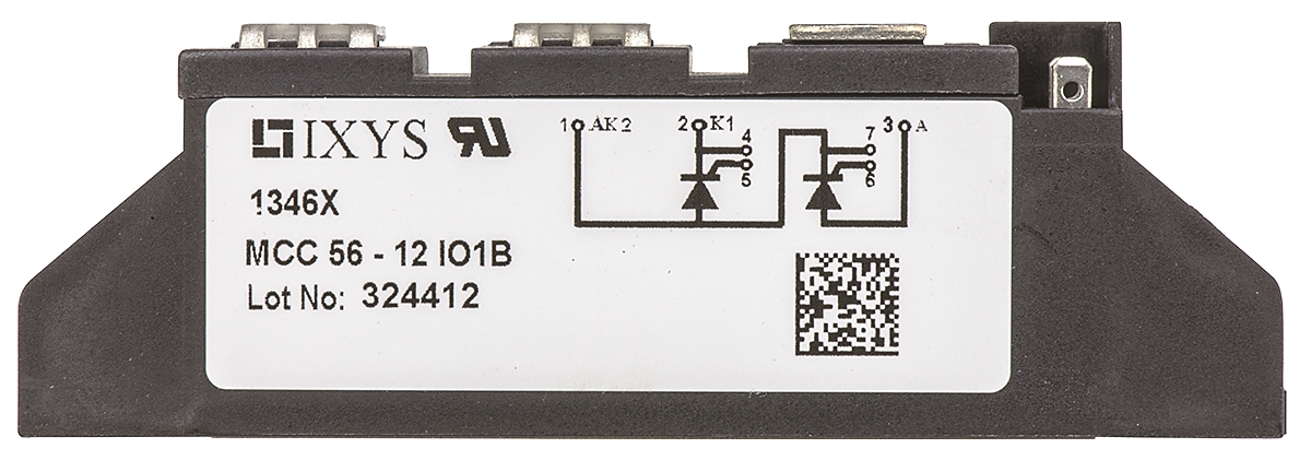 mcc56-12io1b IXYS MCC56-12IO1B, Dual Thyristor Module 1200 V 1.6 kA, 64 A 100 mA 1.57 V TO-240AA 7-Pin