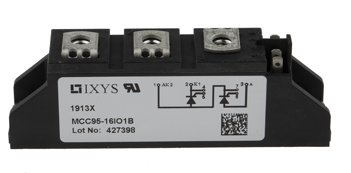 mcc95-16io1b IXYS, Dual Thyristor Module 1600 V 2.4 kA, 116 A 150 mA 1.5 V TO-240AA 7-Pin