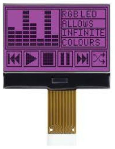 Midas MCCOG128064B12W-FPTLRGB Graphic LCD Monochrome Display RGB, Black, 128 x 64