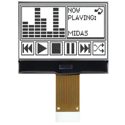 Midas MCCOG128064B12W-FPTLW MCCOG128064B Graphic LED LCD Monochrome Display, White on White, 128 x 64
