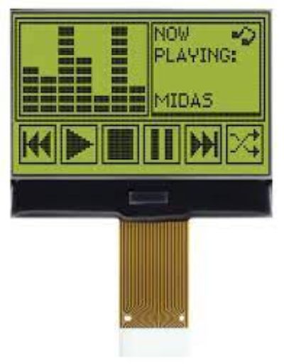 Midas MCCOG128064B12W-SPTLY Graphic LED LCD Monochrome Display, Green, Yellow on Yellow, Green