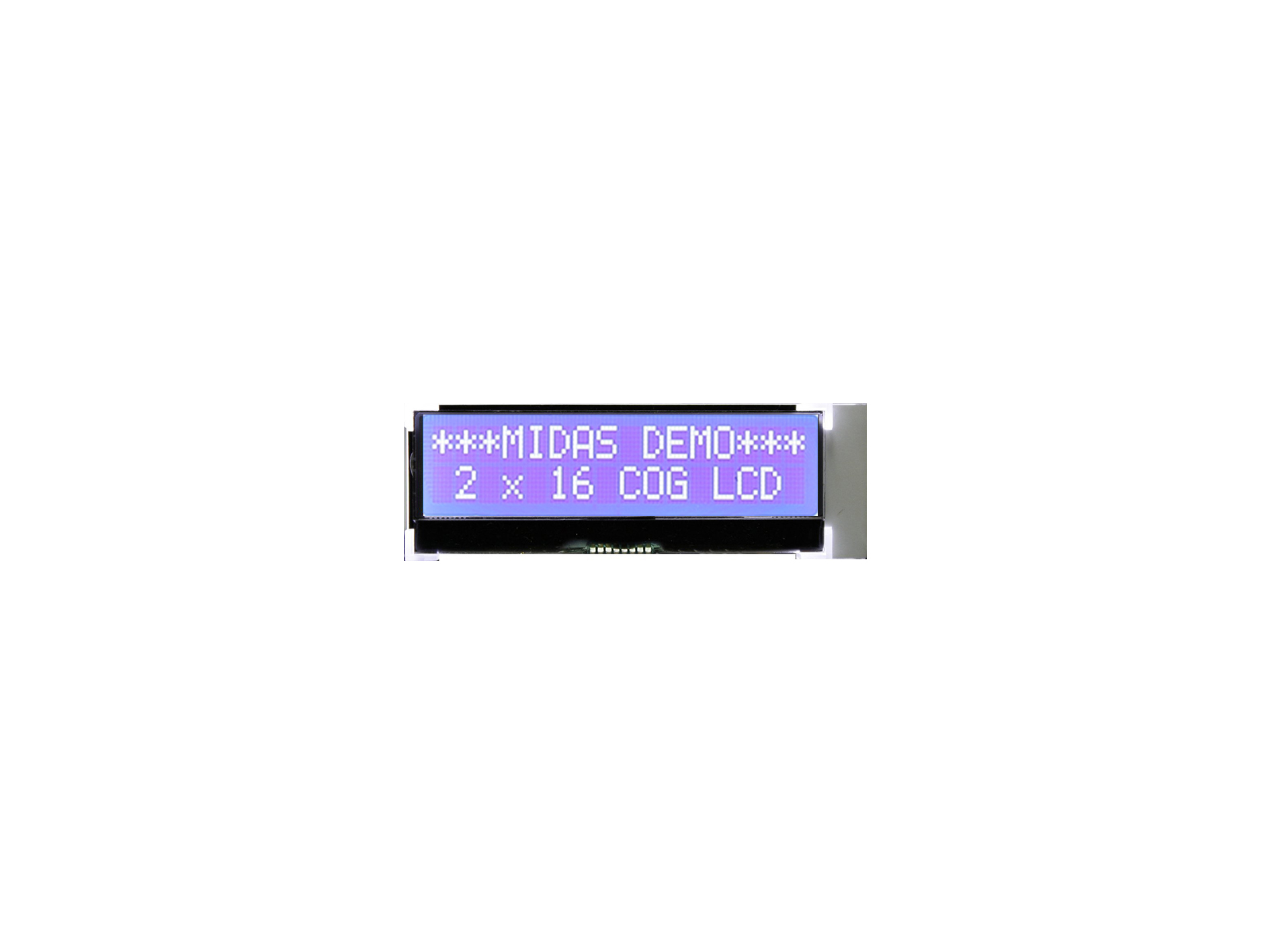 Midas MCCOG21605C6W-BNMLWI Alphanumeric LED LCD Monochrome Display, Blue on White, 2 x 16
