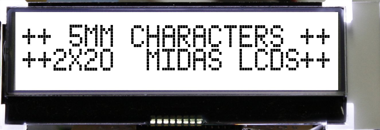 Midas MCCOG22005A6W-FPTLWI Alphanumeric LCD Monochrome Display, White on Blue, 2 x 20