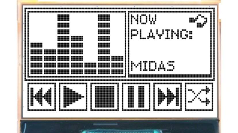 Midas MCCOG240128A6W-FPTLW MDCOG Graphic Transflective LCD Monochrome Display, Black on White, 240 x 128 Dots