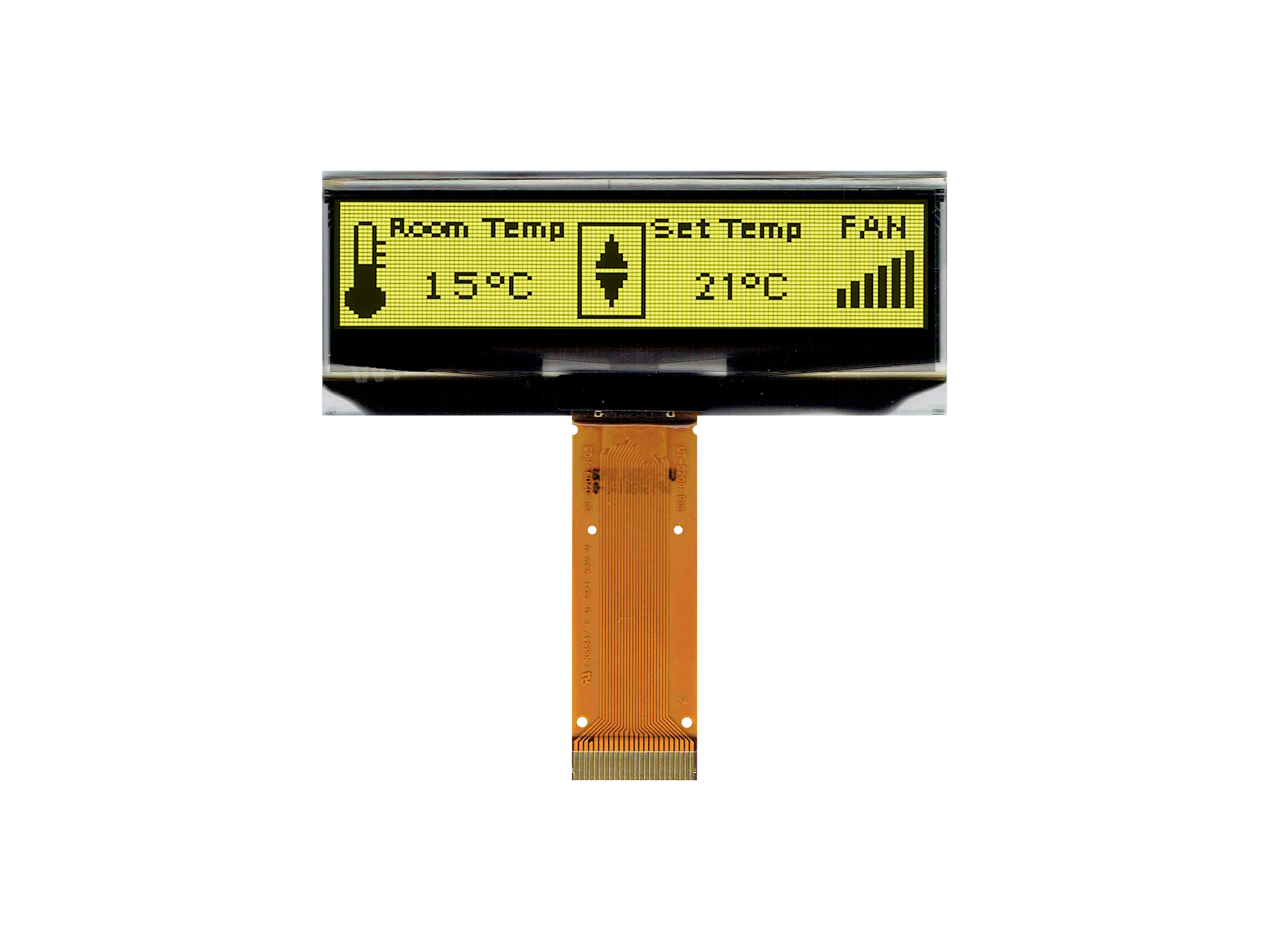 Midas Passive matrix Yellow OLED Display 128 x 32 pixel TAB I2C, Parallel, SPI
