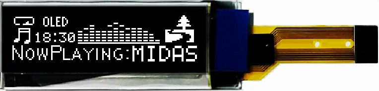 Midas 0.91 in Passive matrix White OLED Display 128 x 32 pixel COT SPI