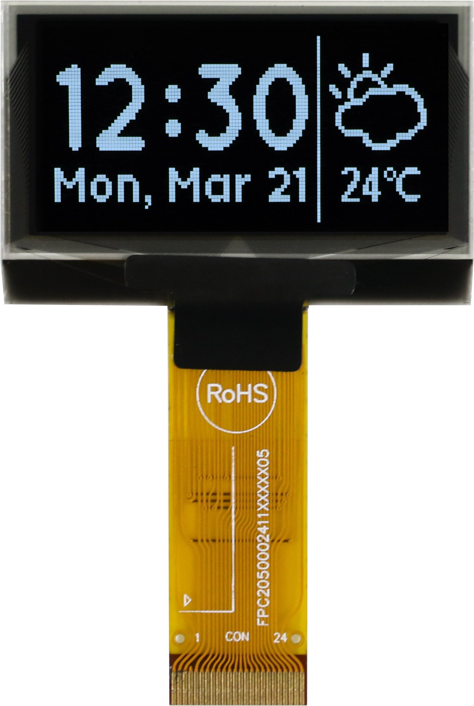 Midas 1.54 in Passive matrix White OLED Display 128 x 64 pixel TAB I2C, Parallel, SPI