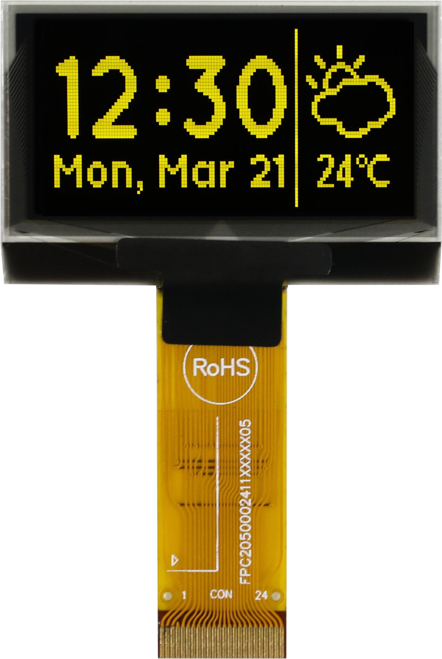 Midas 1.54 in Passive matrix Yellow OLED Display 128 x 64 pixel TAB I2C, Parallel, SPI
