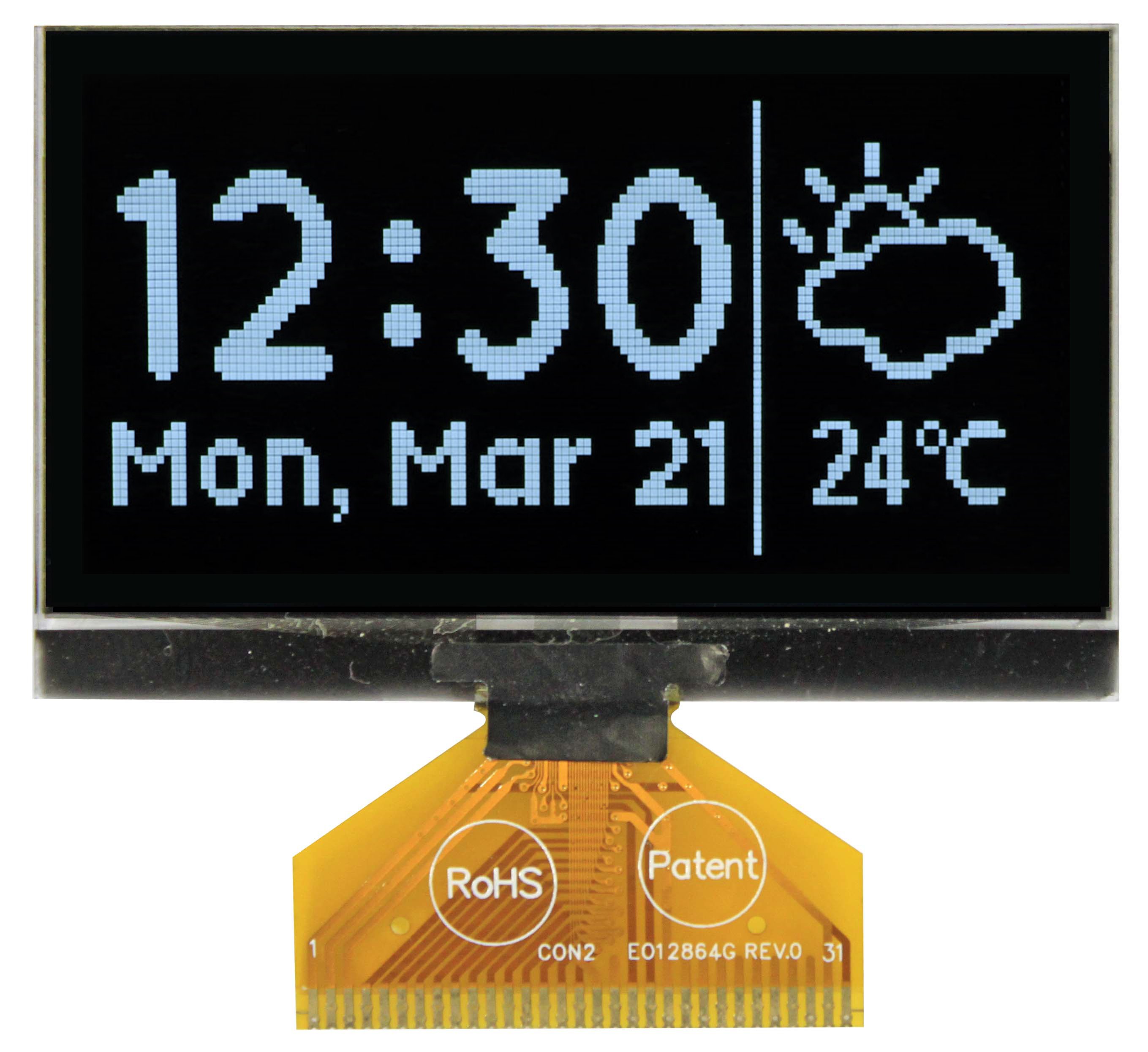 Midas 2.42 in Passive matrix White OLED Display 128 x 64 pixel COT Multi