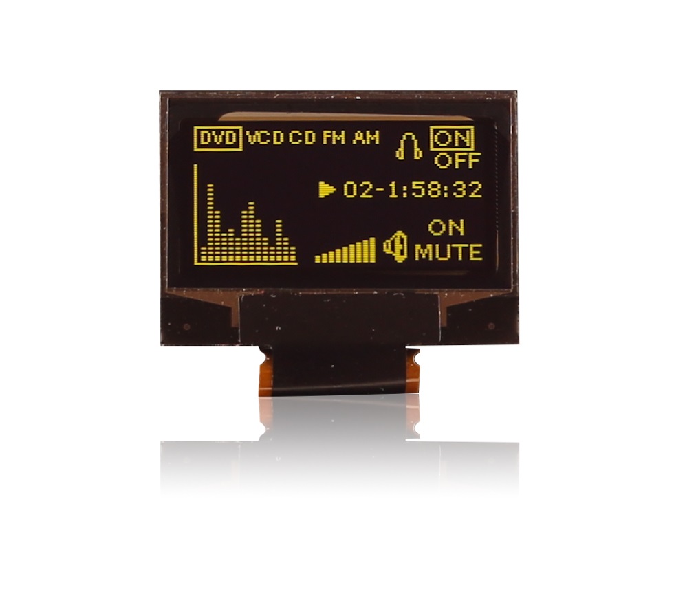 Midas 0.96 in Passive matrix Yellow OLED Display 128 x 64 pixel COT I2C, Parallel, SPI