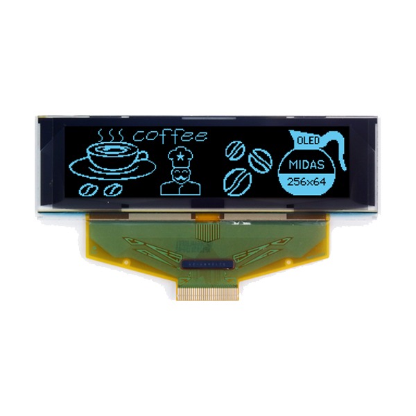 Midas Blue OLED Display 256 x 64 pixel COT Parallel, SPI