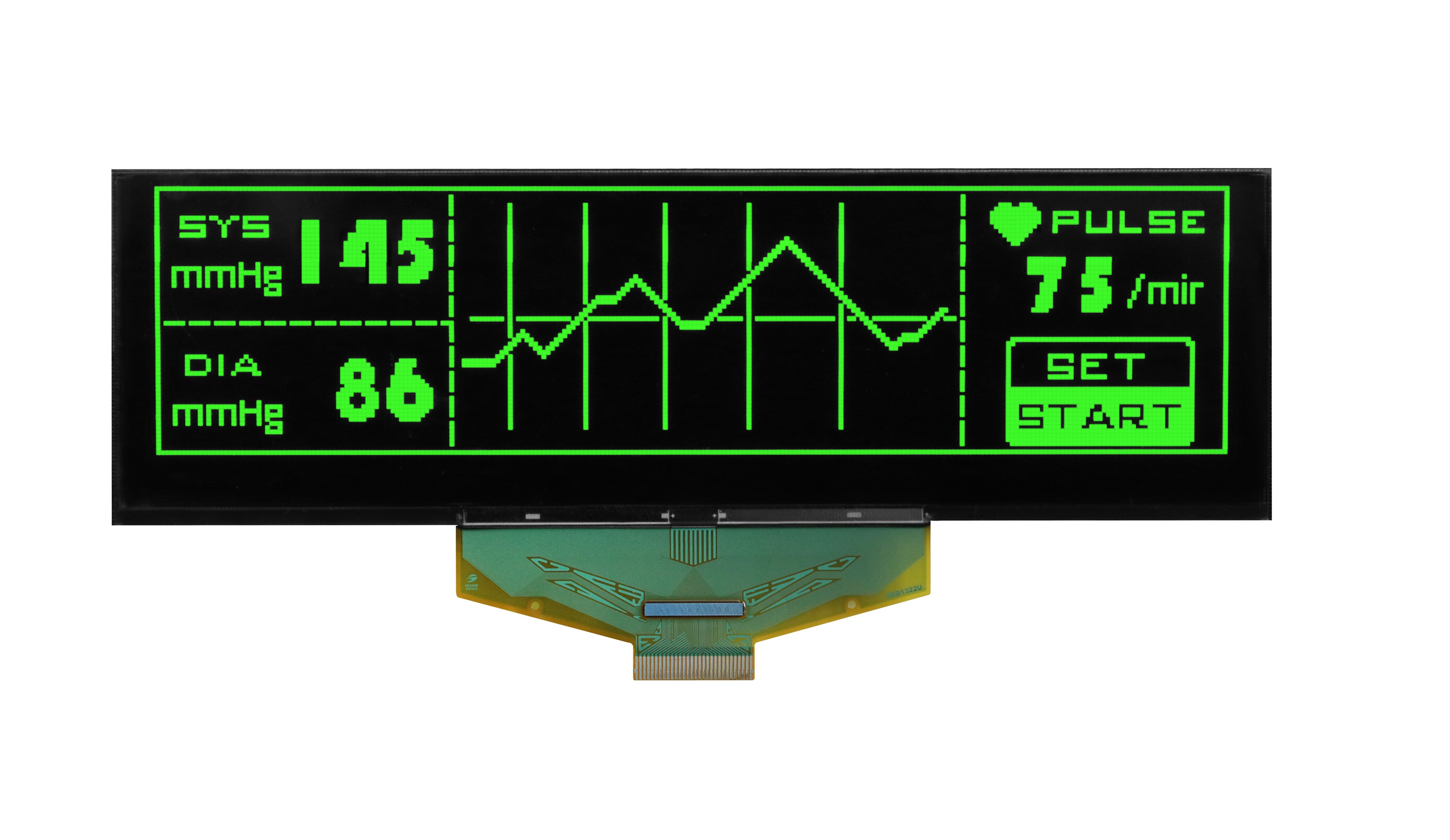 Midas 5.5 in Passive matrix Green OLED Display 256 x 64 pixel COT Multi