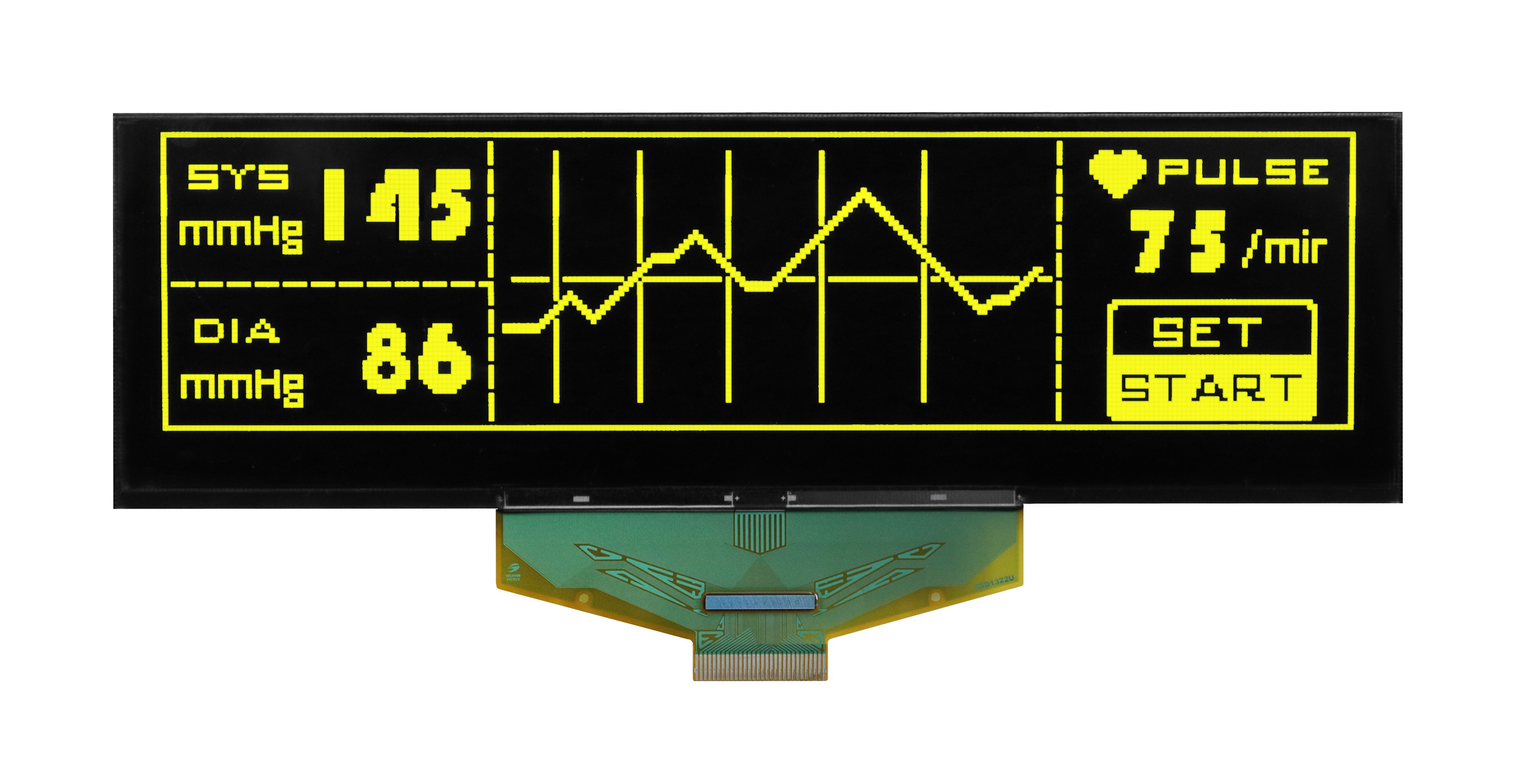 Midas 5.5 in Passive matrix Yellow OLED Display 256 x 64 pixel COT Parallel, SPI