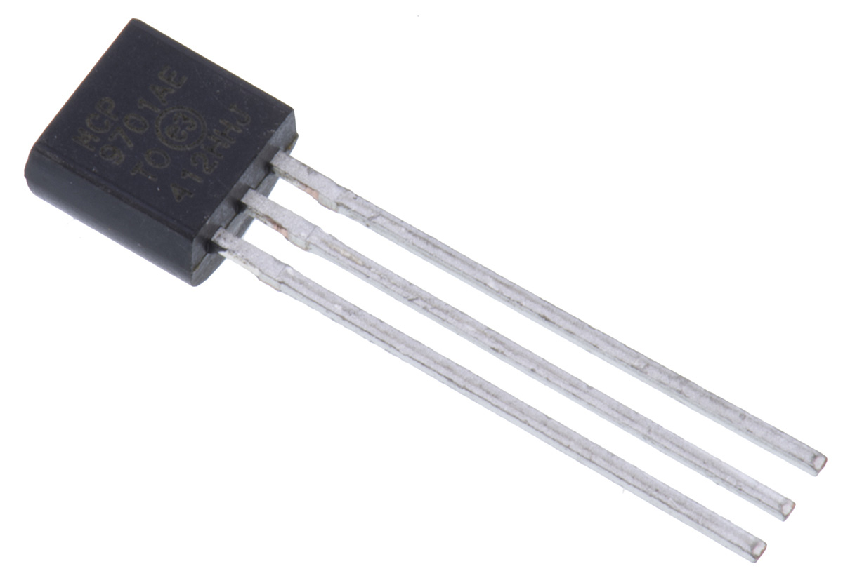 Microchip MCP9701 Series, Voltage Output Voltage Temperature Sensor, Through Hole Mount, Analogue, ±1°C, 3-Pin TO-92