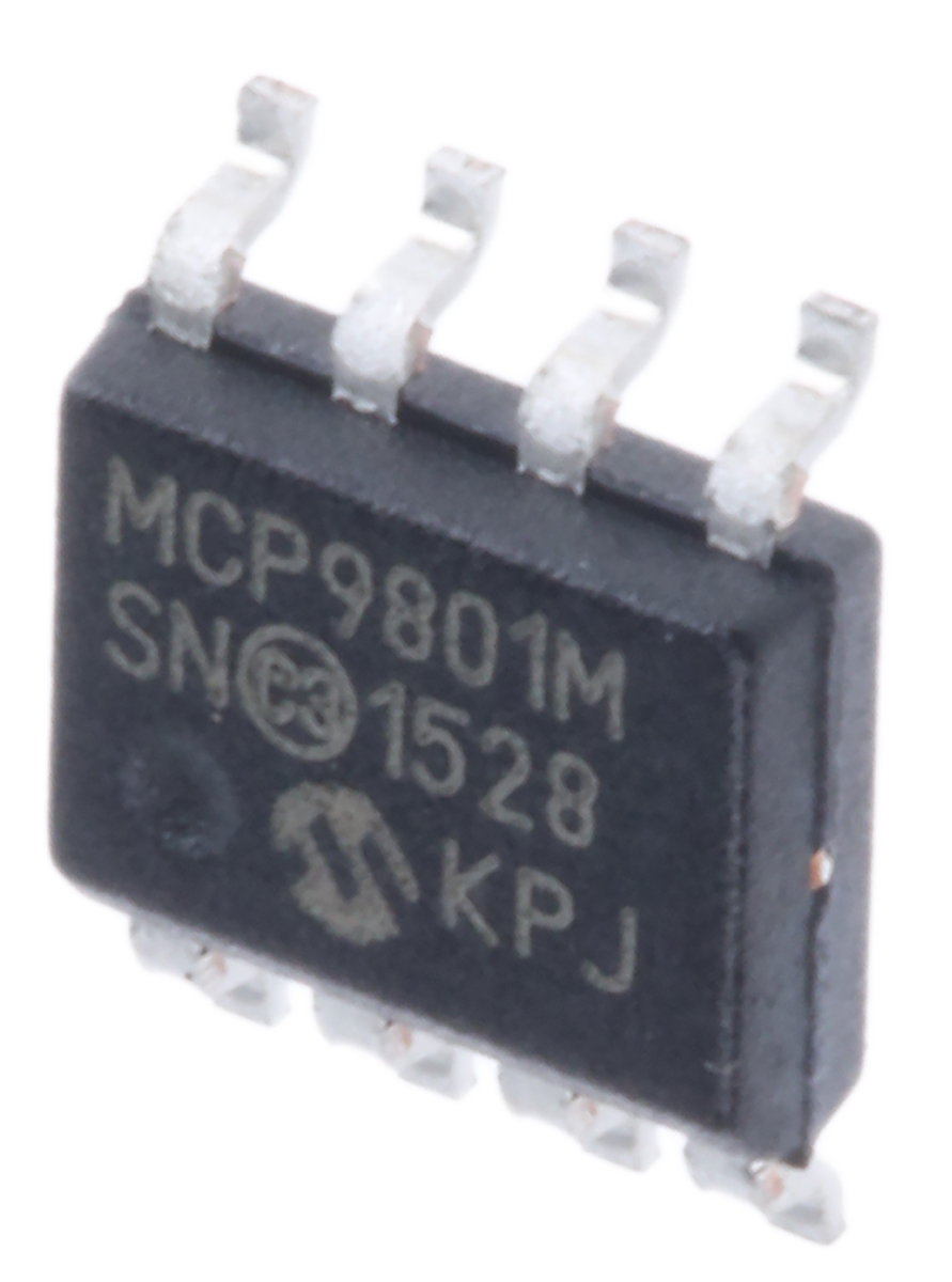 Microchip MCP9801 Series, Digital Output Temperature Converter, Surface Mount, SMBus, Serial-I2C, ±0.5°C, 8-Pin SOIC