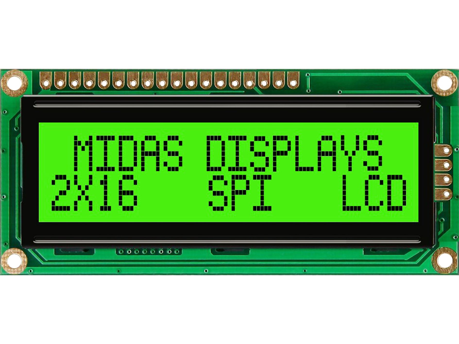 Midas MD21605G6W1-FPTLRGBS LCD LED LCD Monochrome Display, 2 x 16