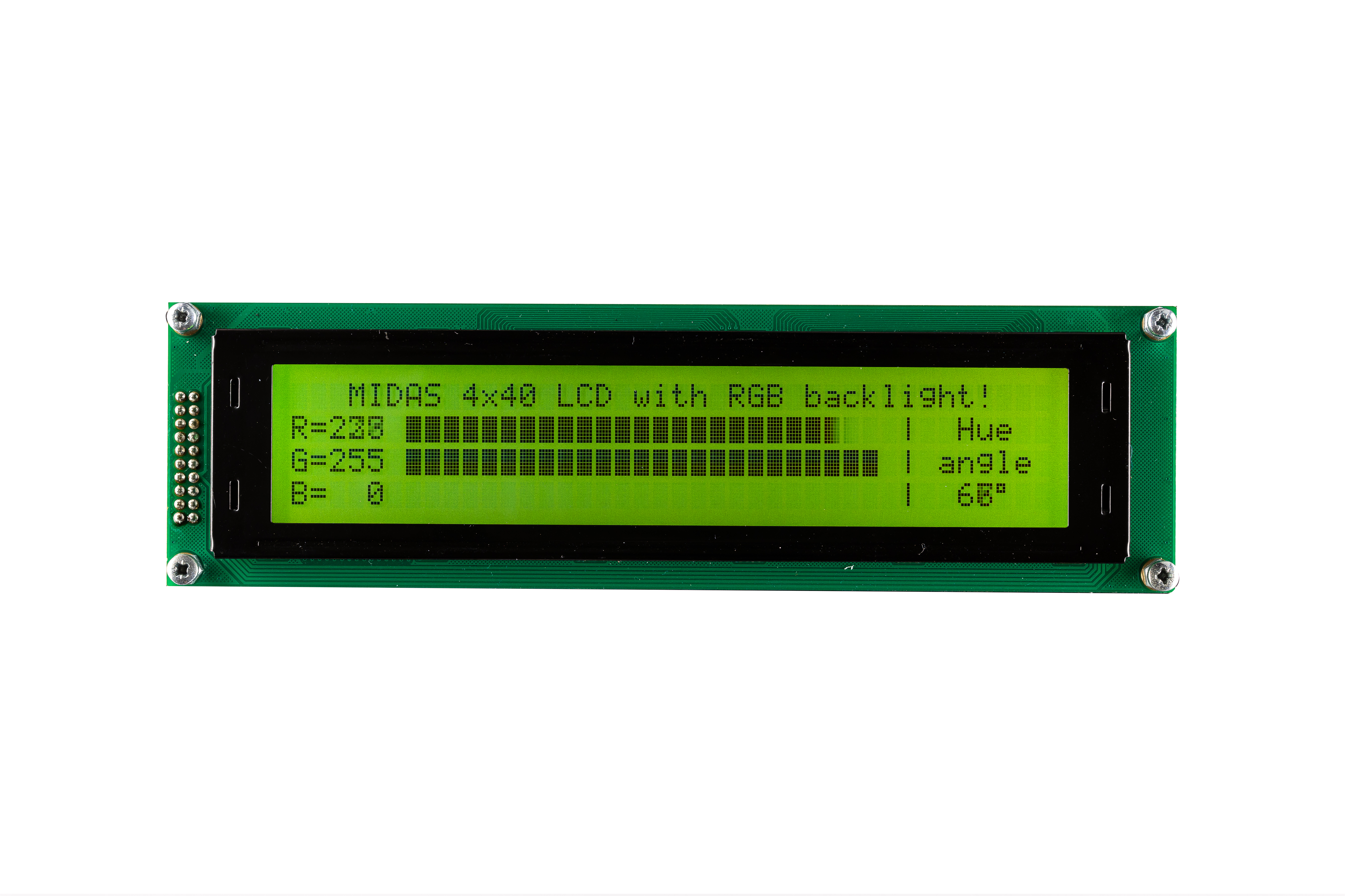 Midas MD44005A6W-FPTLRGB LCD LED LCD Monochrome Display Black, 4 x 20
