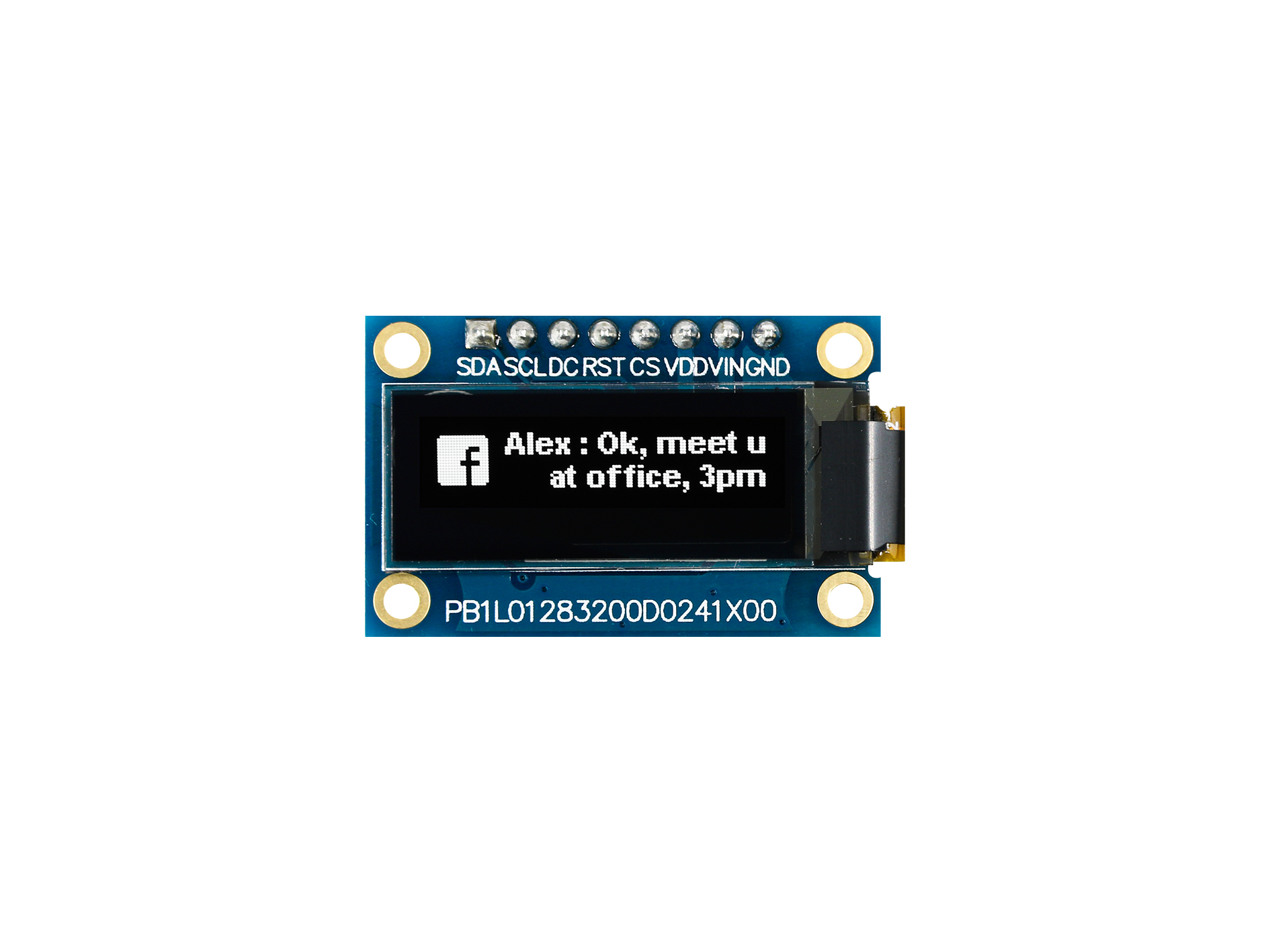 Midas 0.91 in Passive matrix White OLED Display 128 x 32 pixel COB SPI