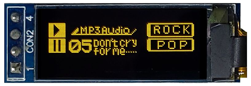 Midas 0.91 in Passive matrix Yellow OLED Display 128 x 32 pixel COB I2C