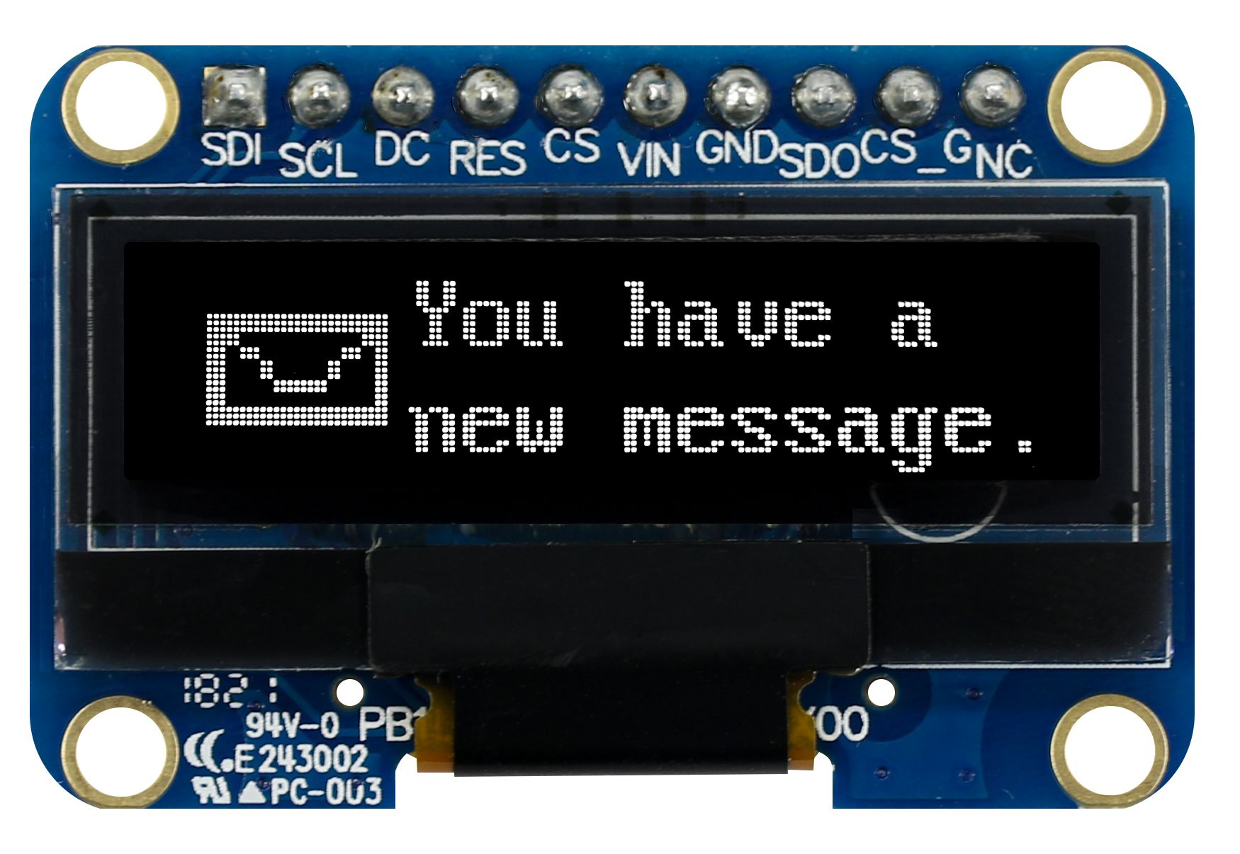 Midas 1.04 in Passive matrix White OLED Display 128 x 32 pixel COB SPI