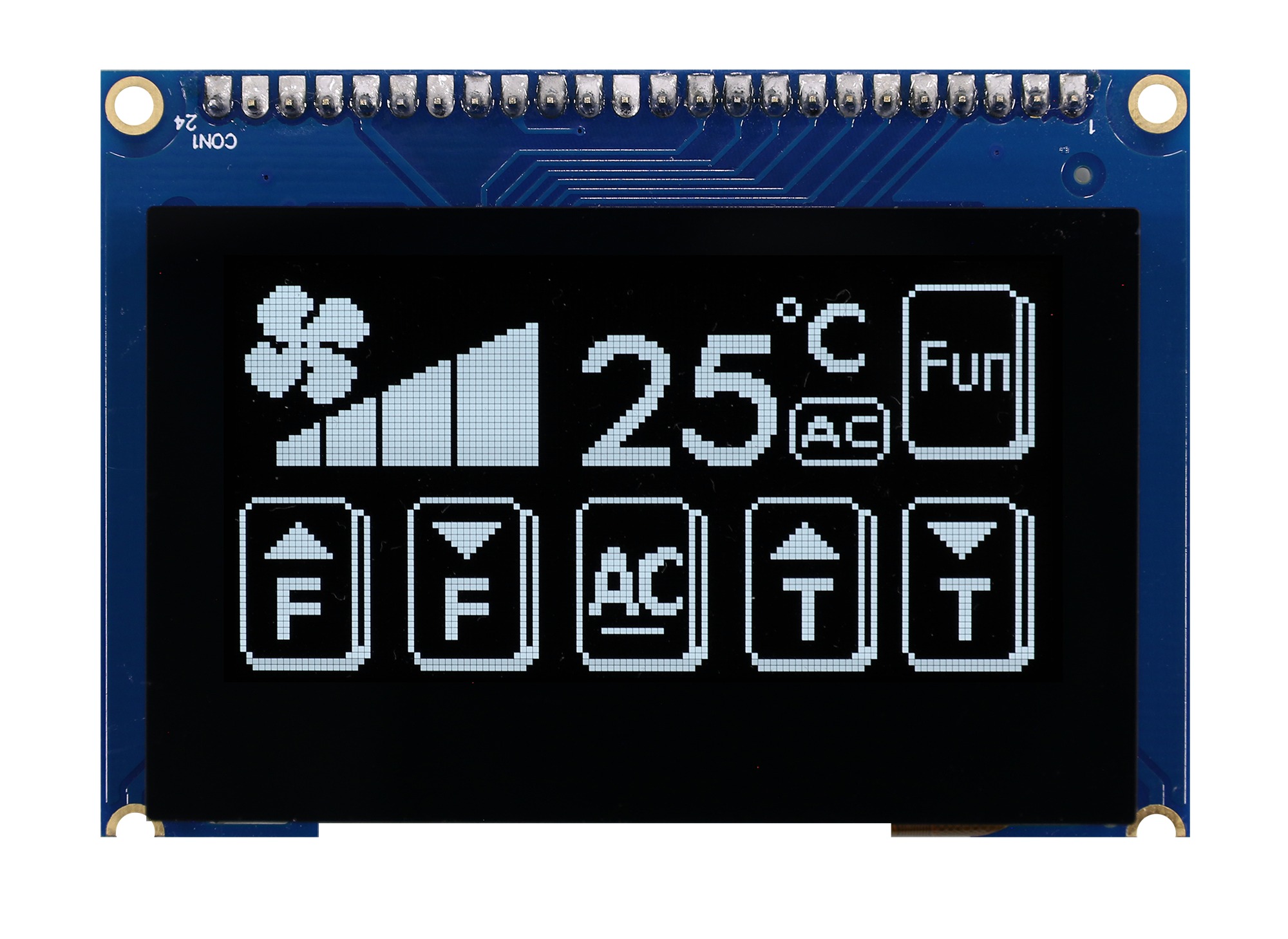 Midas 2.42 in Passive matrix White OLED Display 128 x 64 pixel COB I2C, Parallel