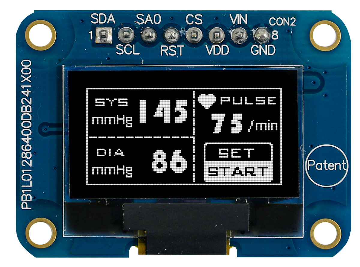 Midas 0.96 in Passive matrix White OLED Display 128 x 64 pixel COB SPI
